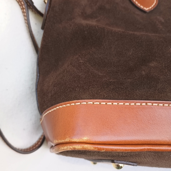 Dooney and Bourke brown suede Darcy satchel - Picture 7 of 10